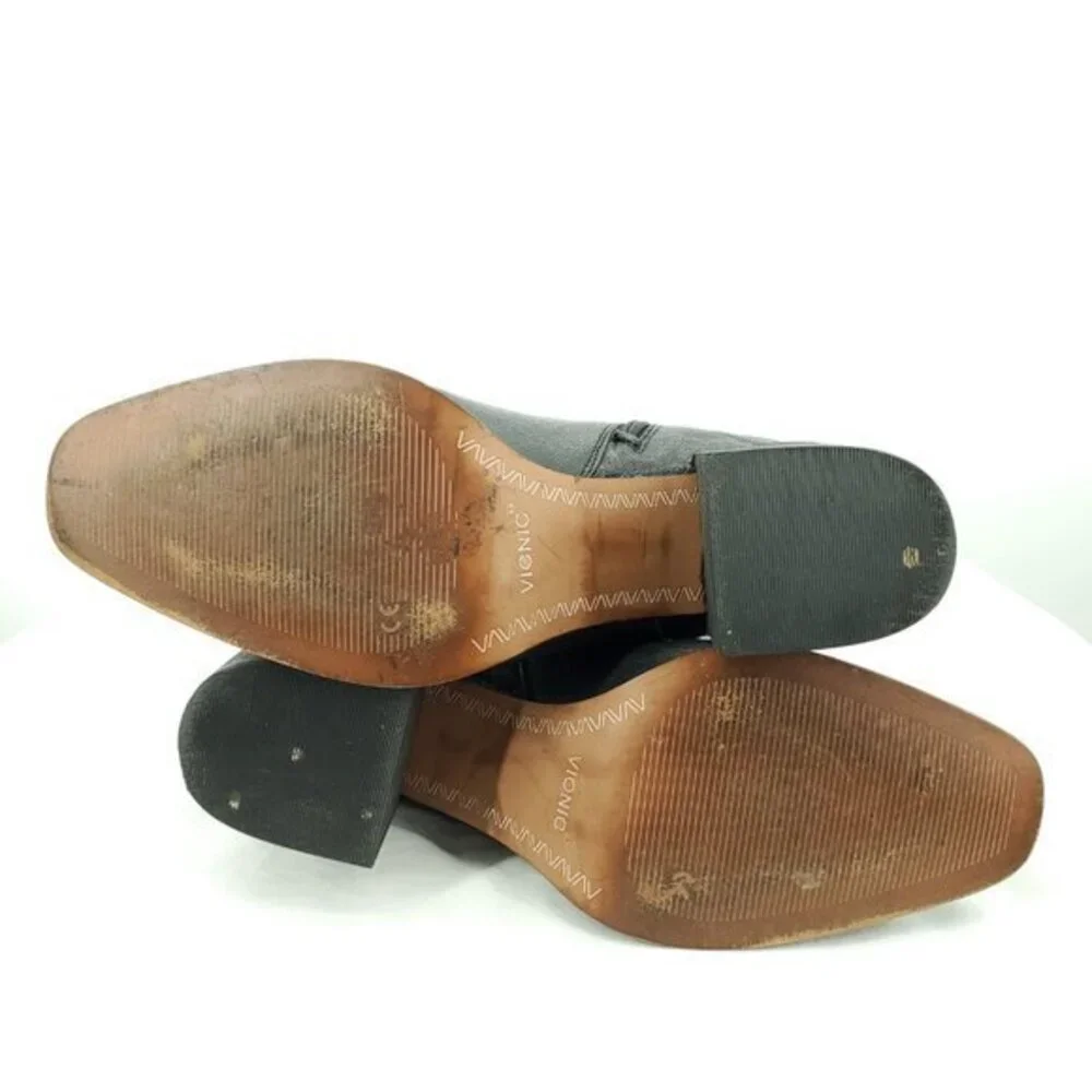 Vionic Lyssa Comfort Heeled Side Zip Ankle Boot 10 Black Leather